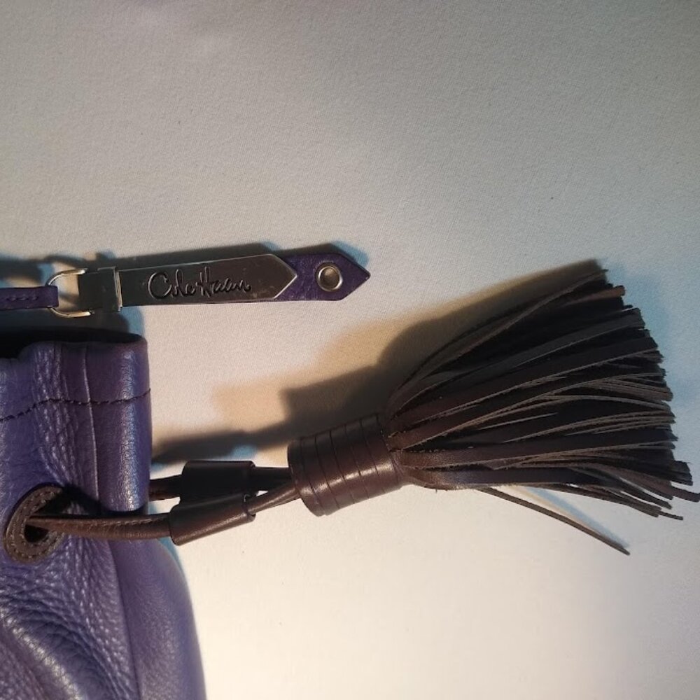 Cole Haan purple-eggplant with chocolate trimmings leather bag - Picture 7 of 16